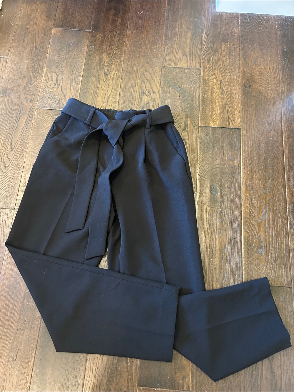 Halogen Black Paperbag Tie-Waist Trousers